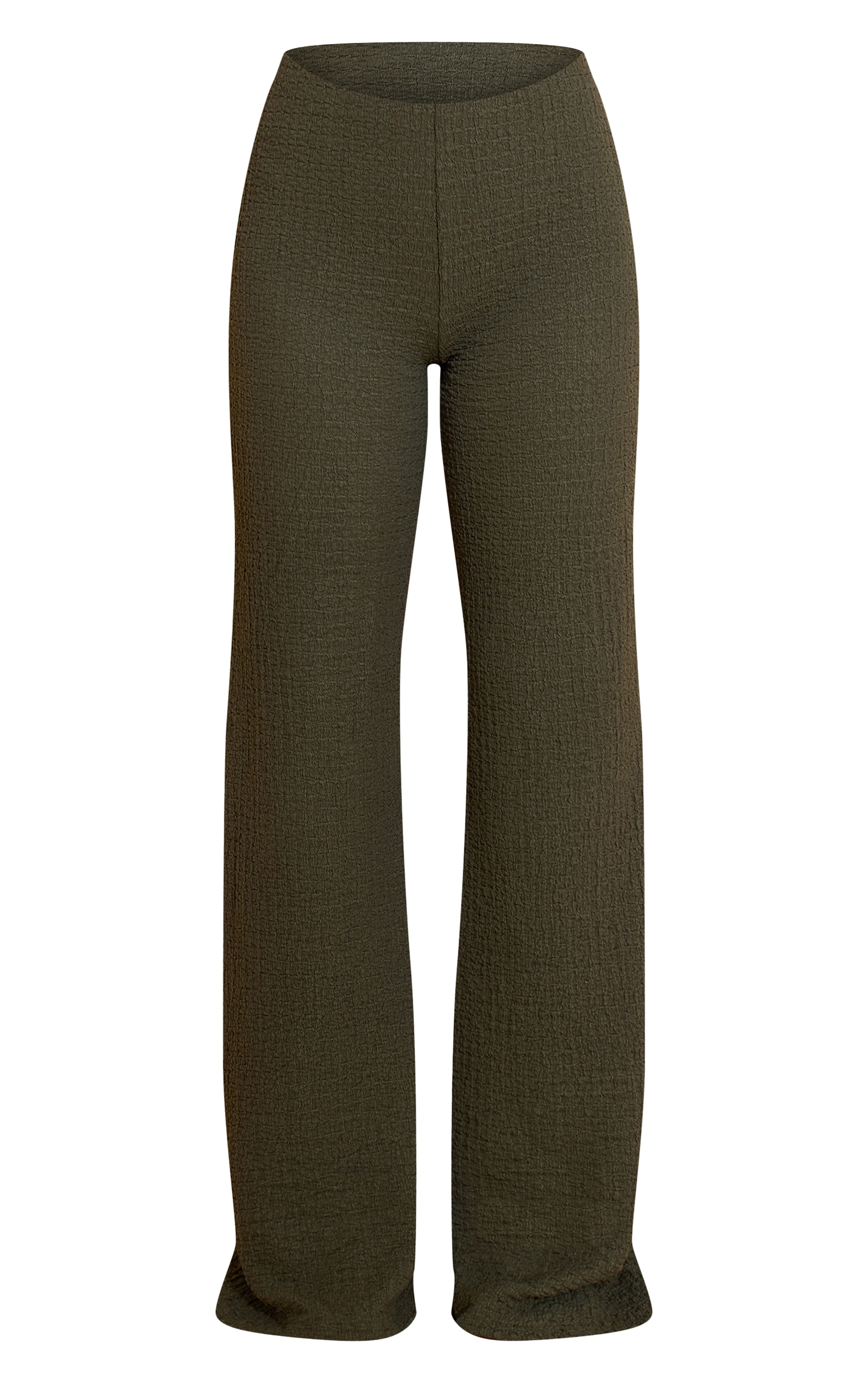 Khaki Textured Drawstring Straight Leg Pant image 5