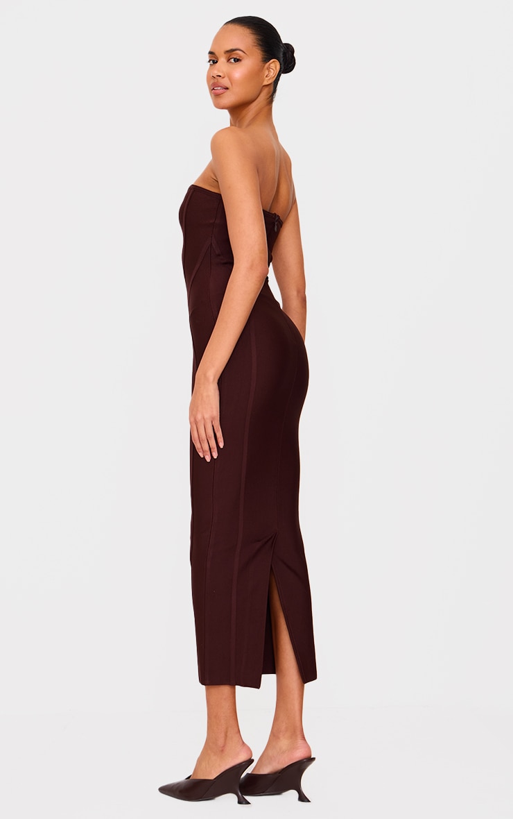 Robe bustier longue moulante bandage chocolat image 2