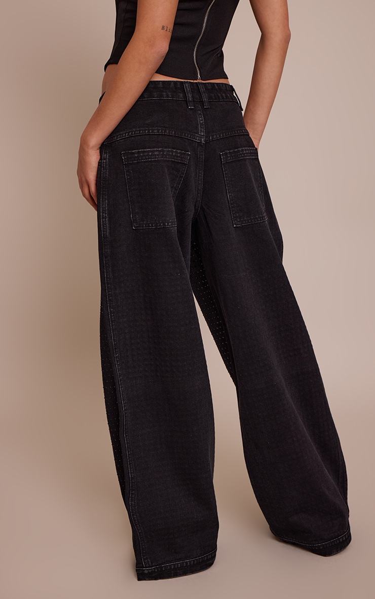 Jean denim noir décontracté taille basse Hotfix large image 3