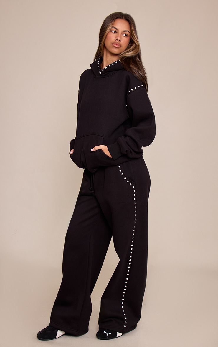 Petite Black Stud Detail Hoodie image 3