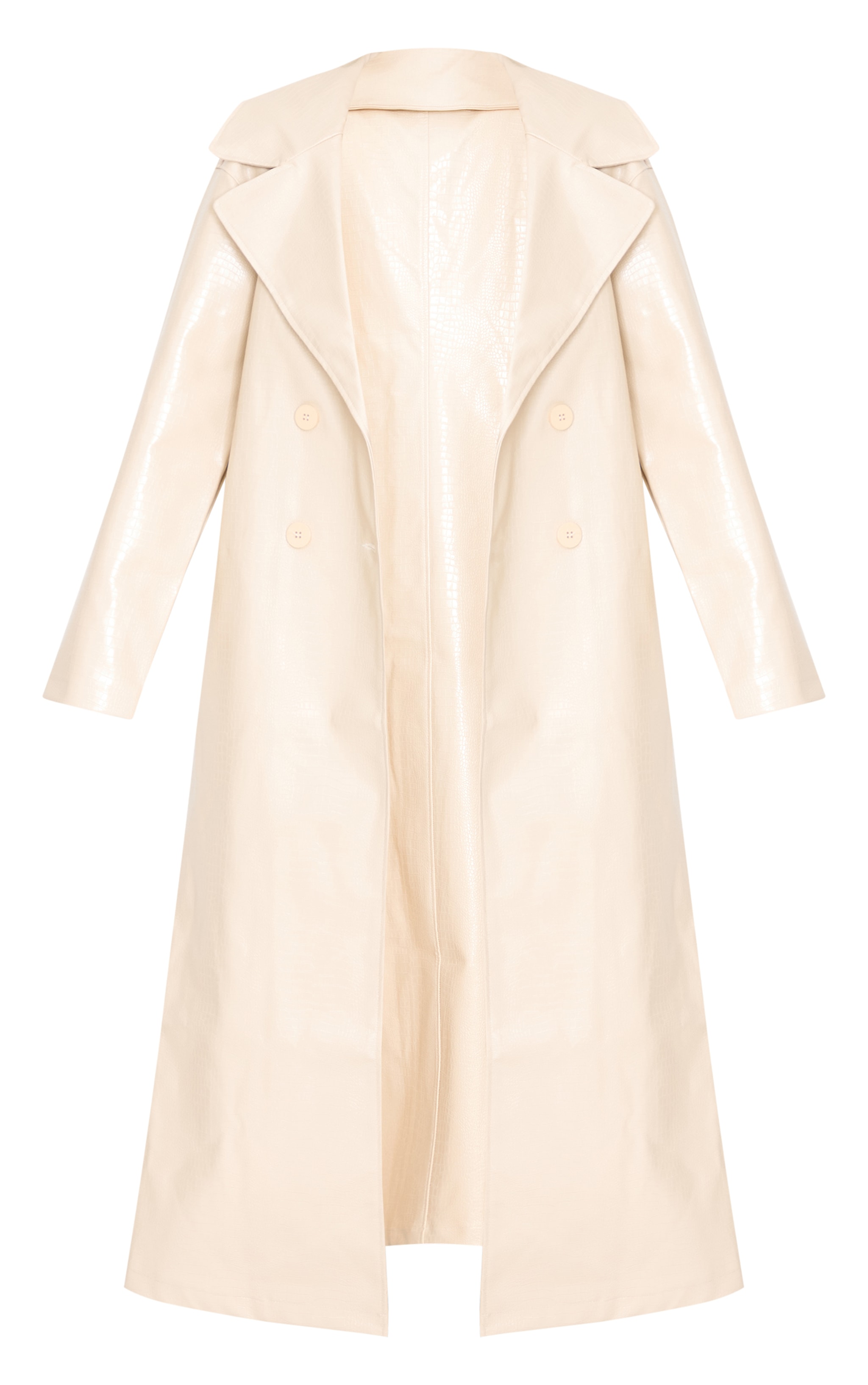 Sand Faux Leather Croc Trench Coat image 5