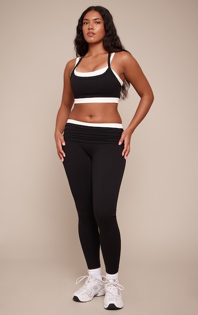 Shape Legging de sport en Sculpt noir à taille repliée contrastée