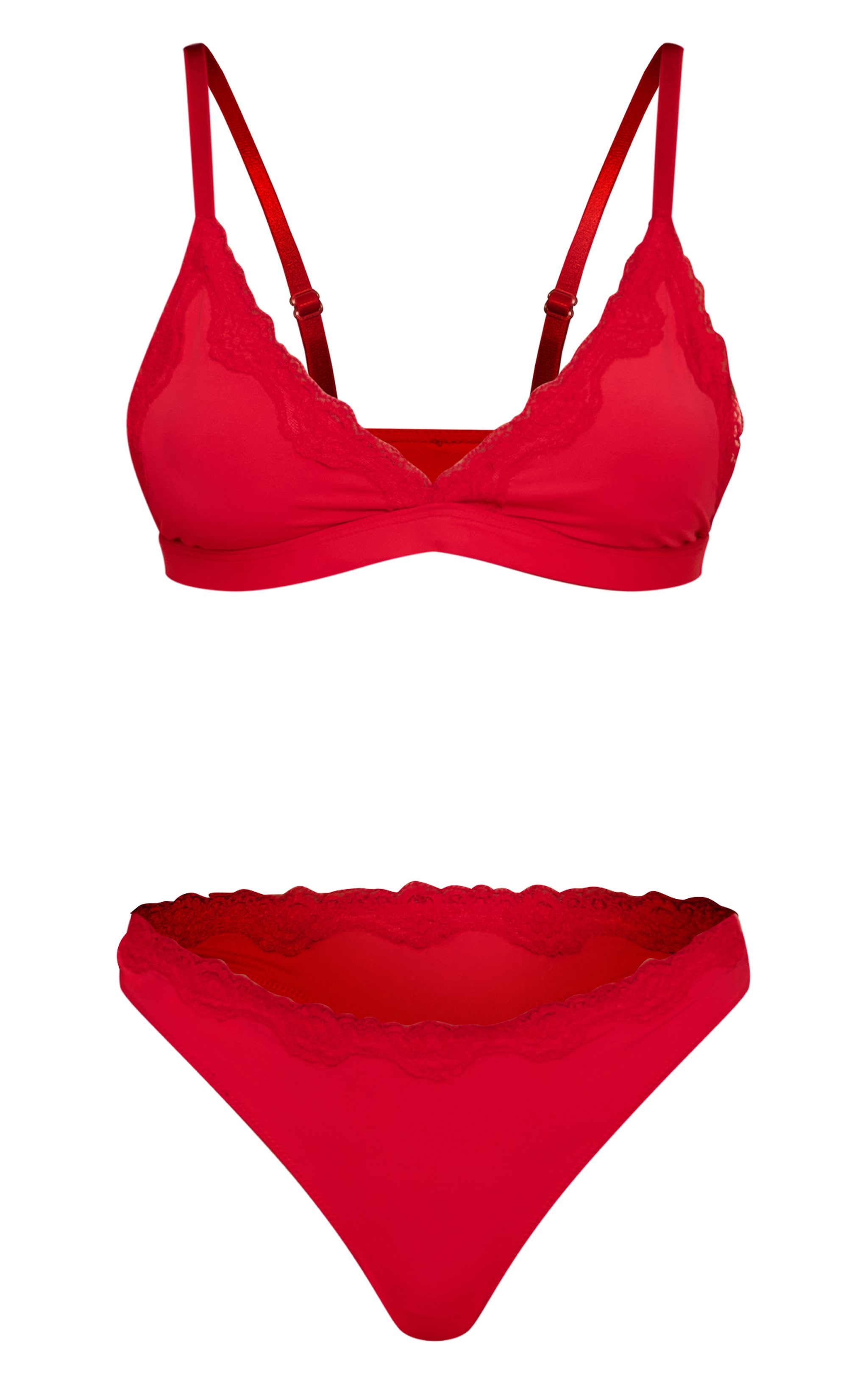 Ensemble de lingerie en jersey rouge à bordures en dentelle image 5