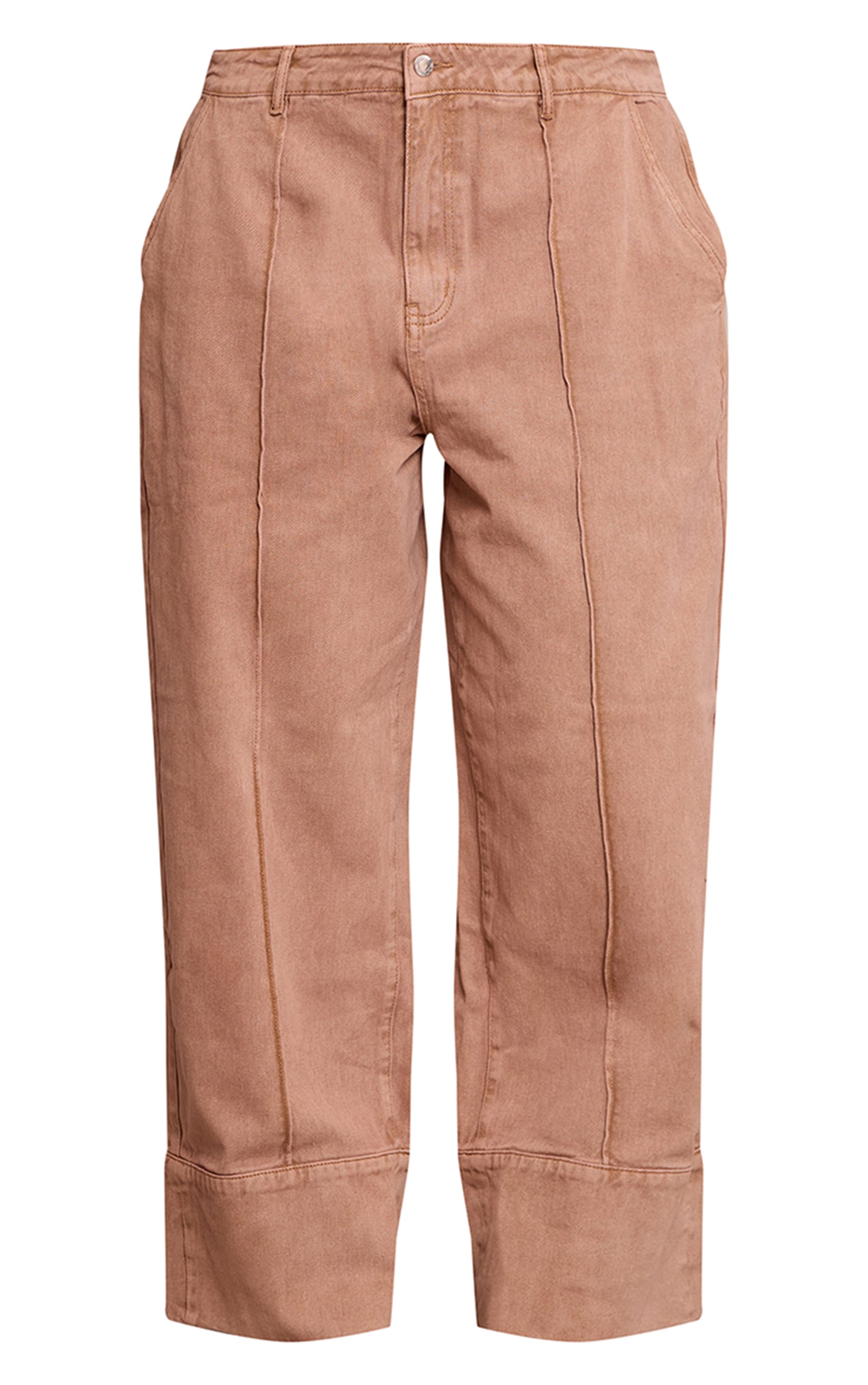 Plus Taupe Turn Up Detail Jean image 5