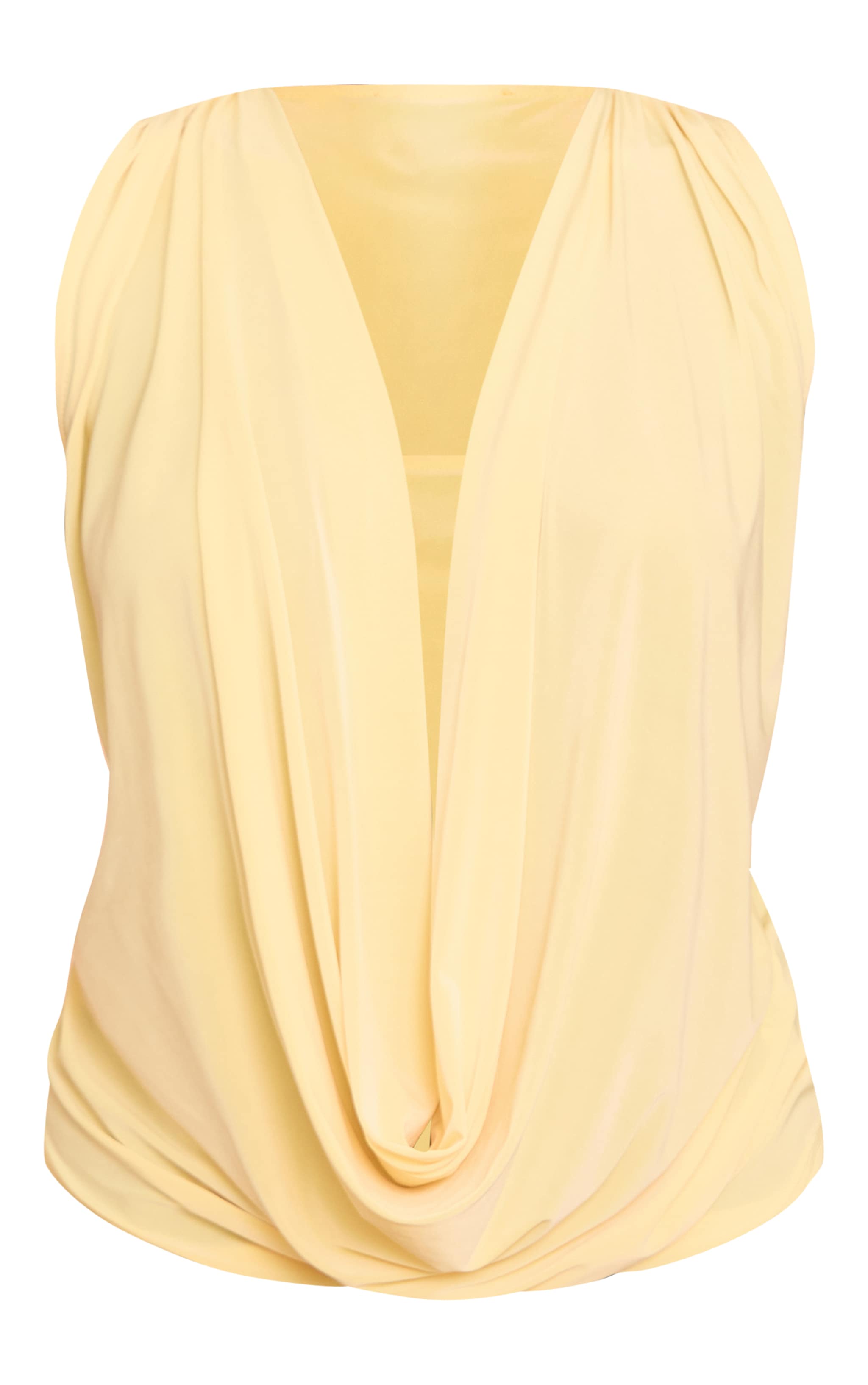 Lemon Double Layer Slinky Extreme Cowl Neck Top image 5
