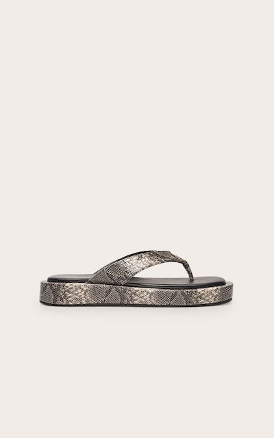 Sandales style tongs rondes en PU imprimé serpent à lit plantaire