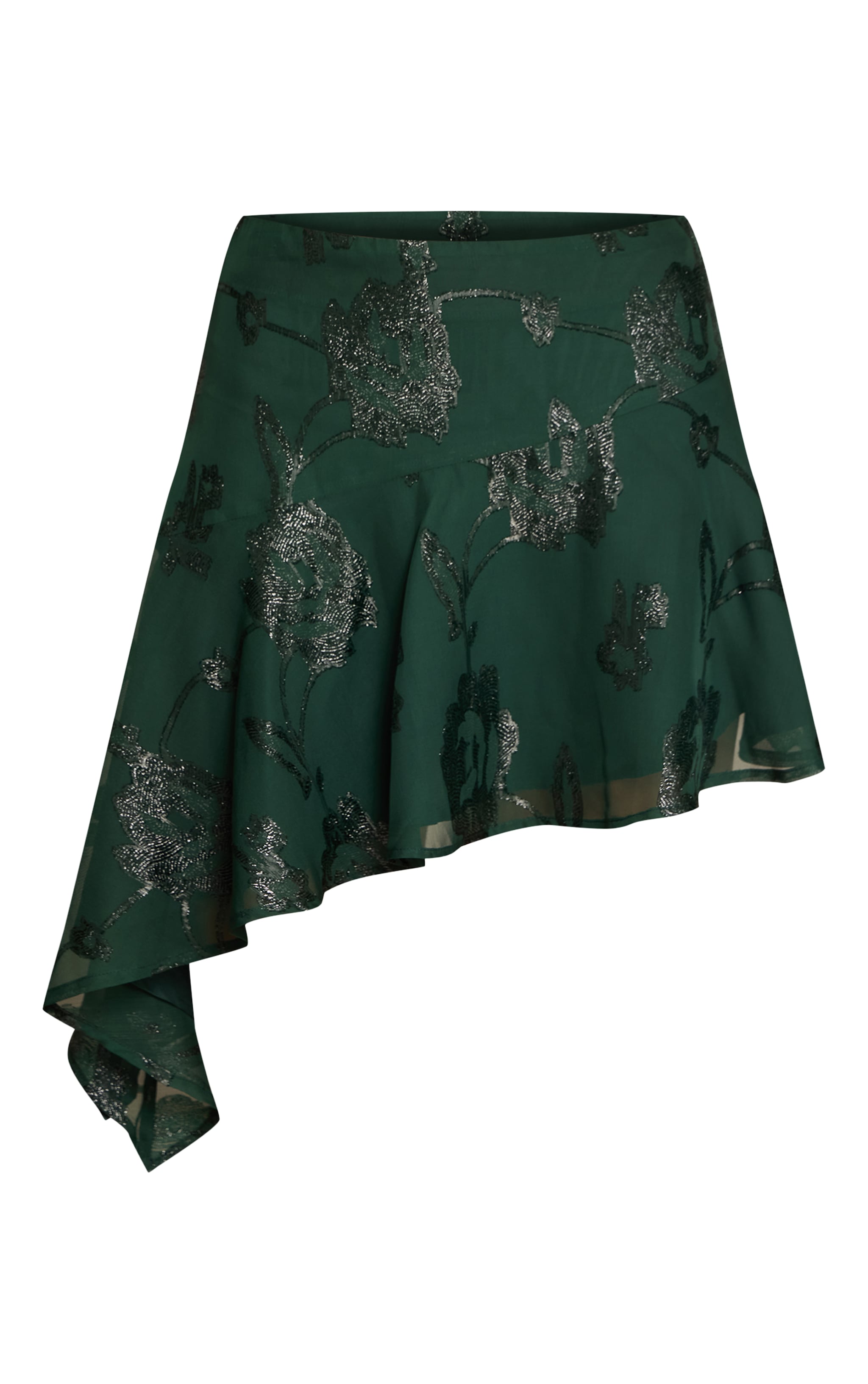 Forest Green Embroidered Floaty Mini Skirt image 6