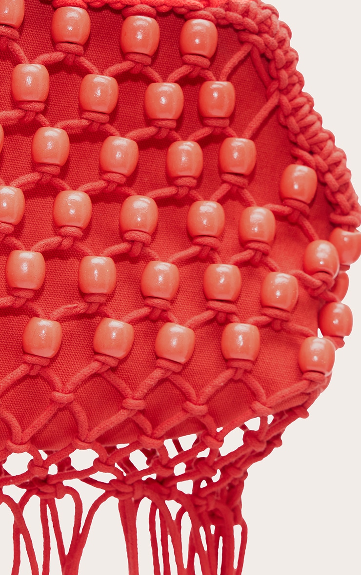 Bright Red Beaded Weave Clutch Bag image 3