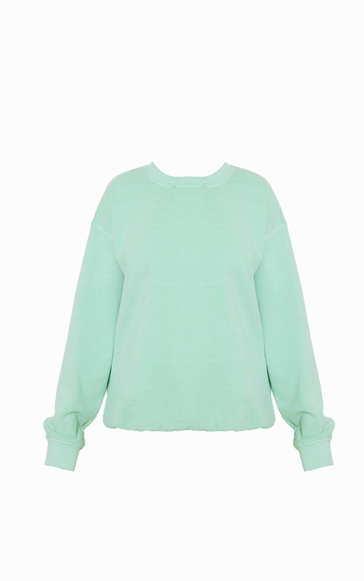 Pastel Green Washed Oversized Sweatshirt image 3