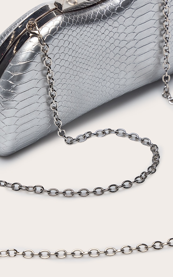 Silver Snake PU Hard Clutch Bag image 5