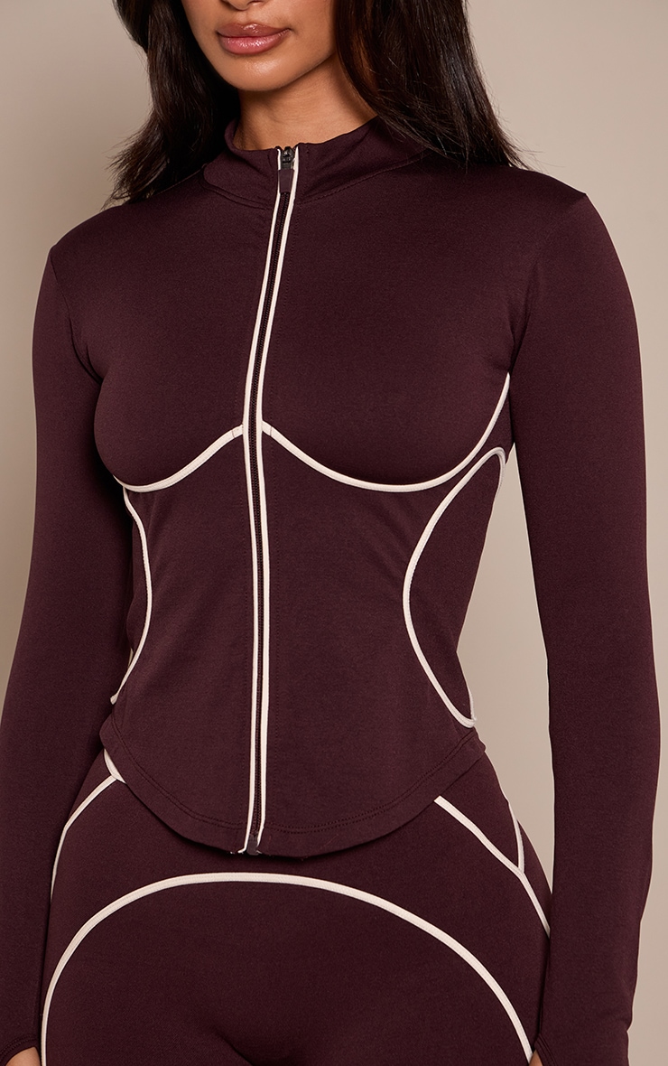 Petite Chocolate Seamless Contrast Seam Jacket image 4