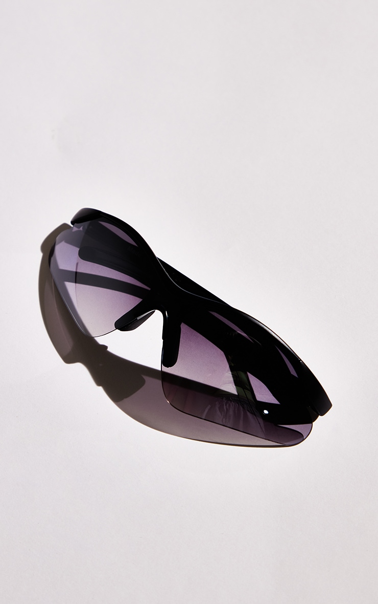 Black Ombre Lens Sporty Visor Sunglasses image 2