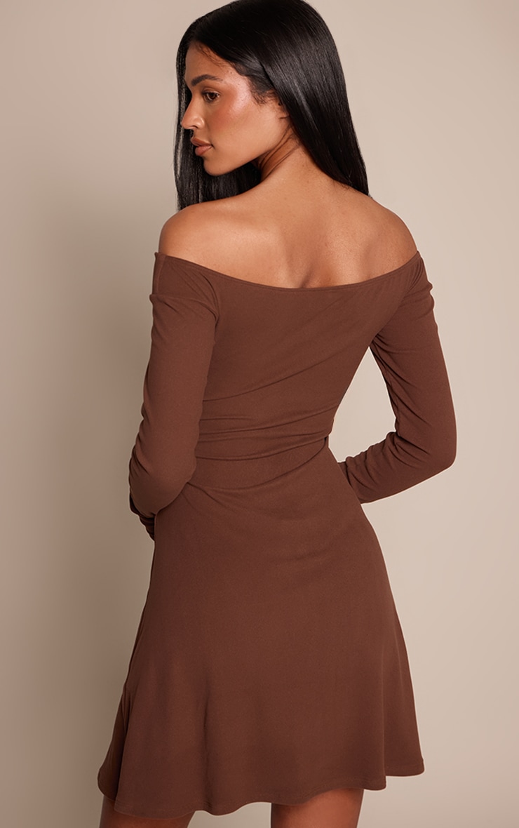 Tall Taupe Soft Touch V Neck Long Sleeve Shift Dress image 2