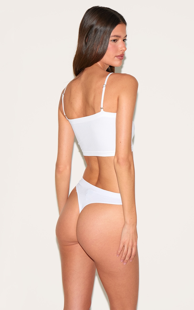 Soutien-gorge bandeau blanc sans coutures à bretelles retirables image 2