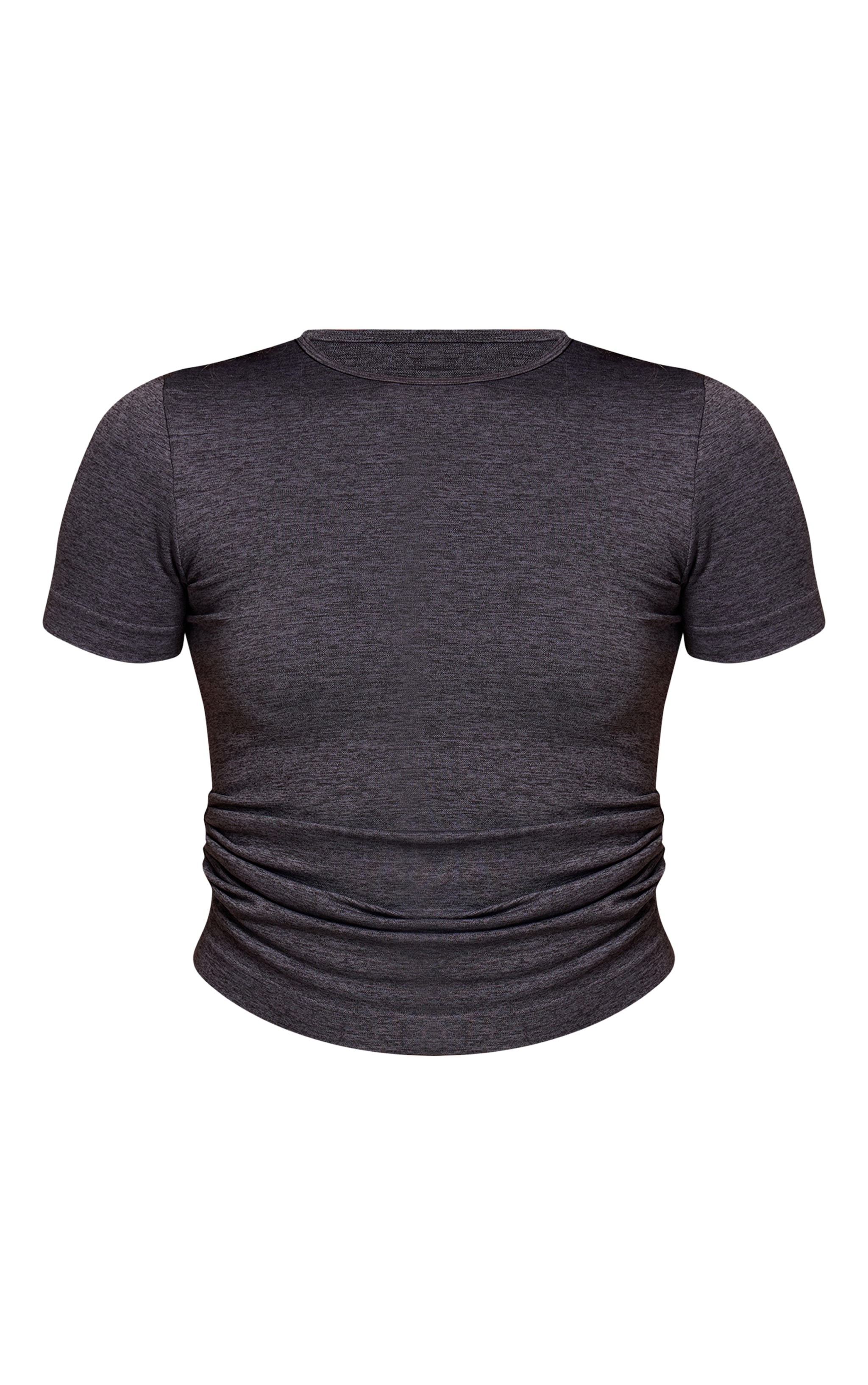 Tall Charcoal Seamless Marl Layered Ruched Side Gym Top image 5