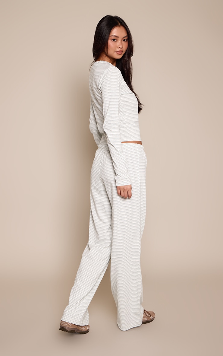 Green Cotton Striped Elasticated Pants image 3