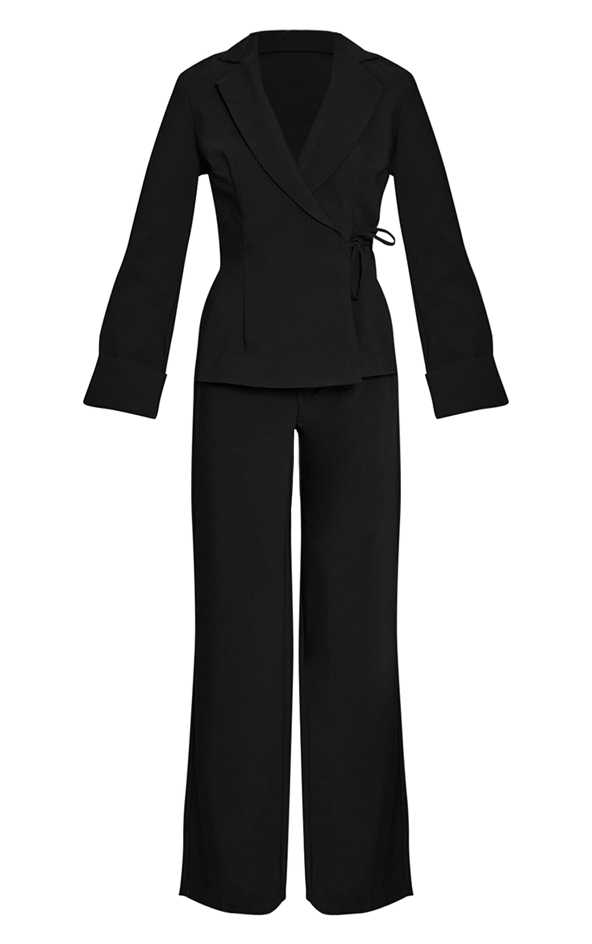 Black Premium Woven Tie Side Blazer Jumpsuit image 5