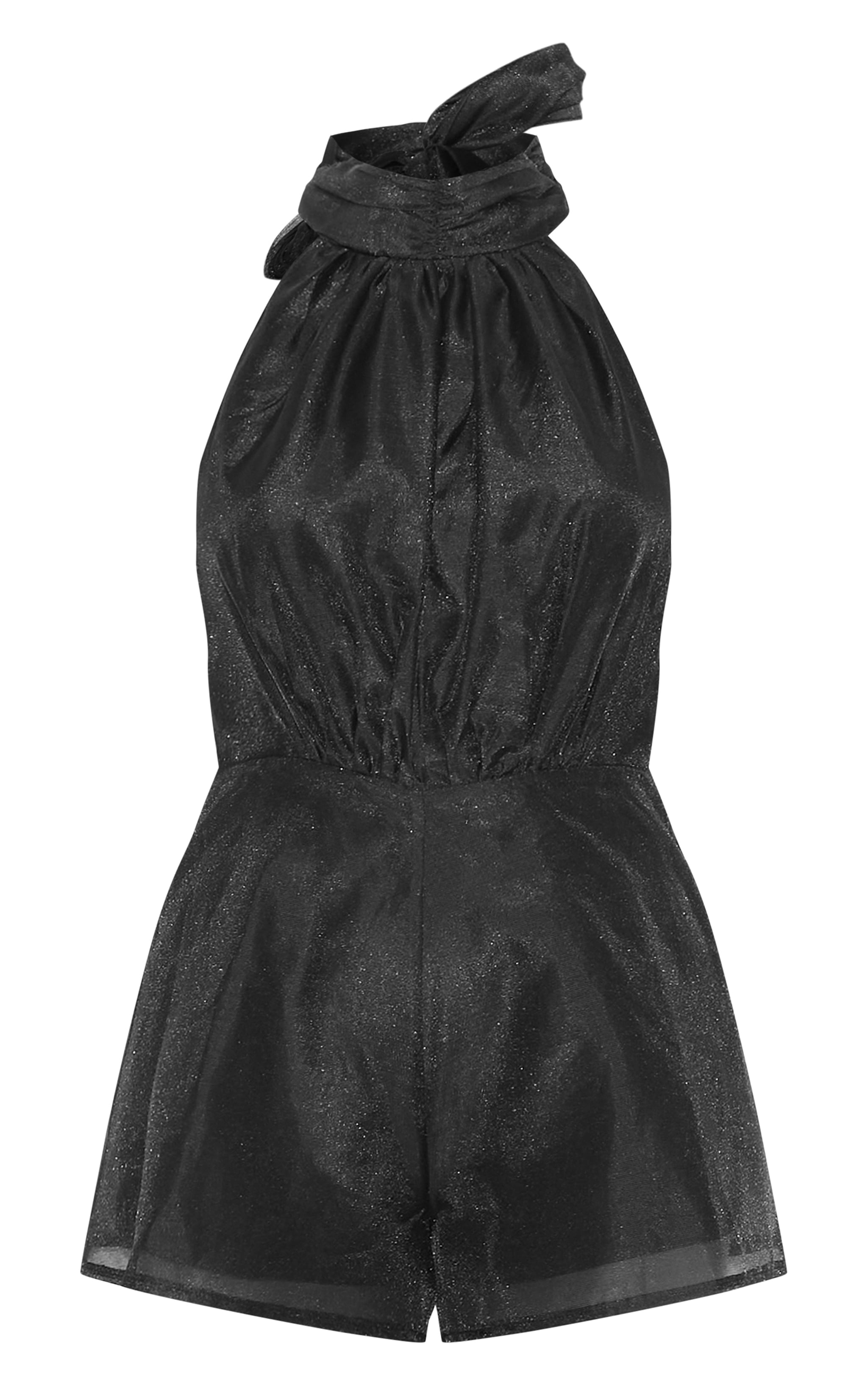 Black Organza High Tie Neck Romper image 5