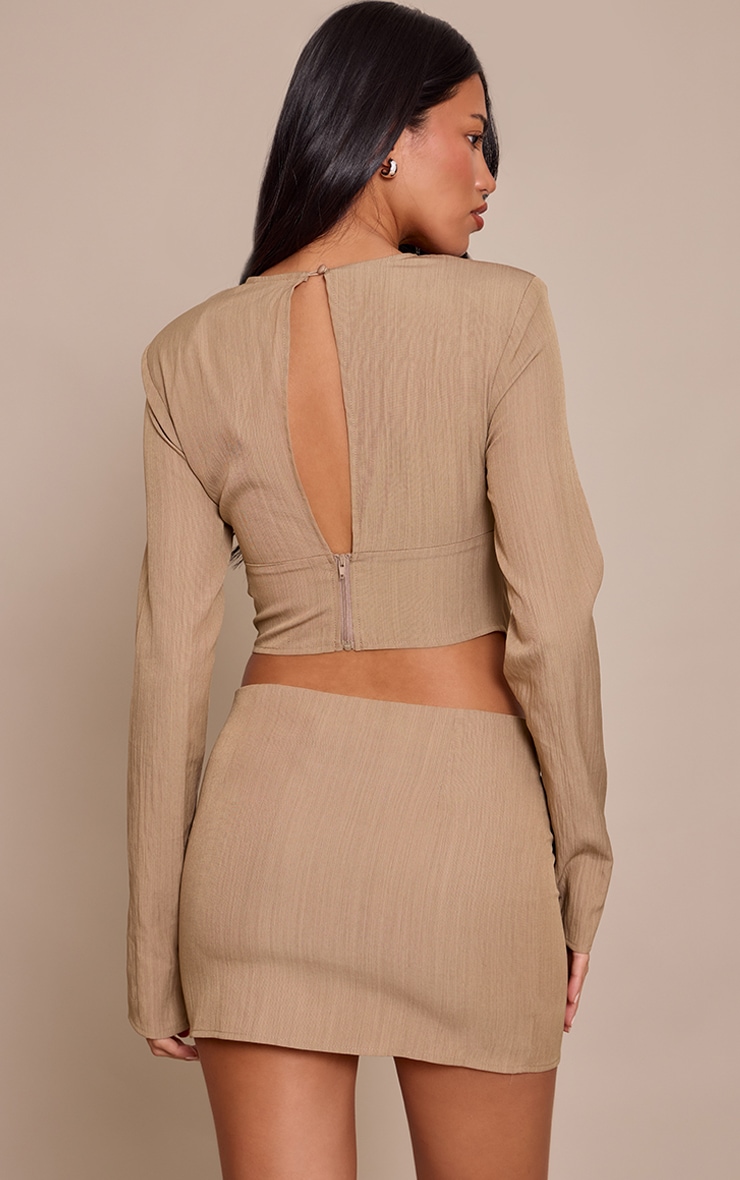 Taupe Tailored Mini Skirt image 3