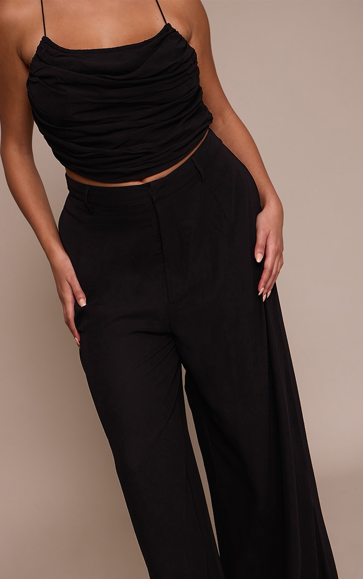 Plus Black Chiffon High Waisted Wide Leg Pants image 2