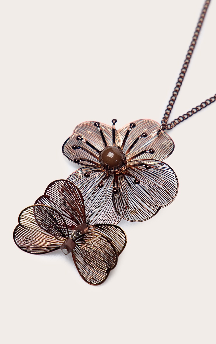 Black Ornate Flower Detail Necklace image 3