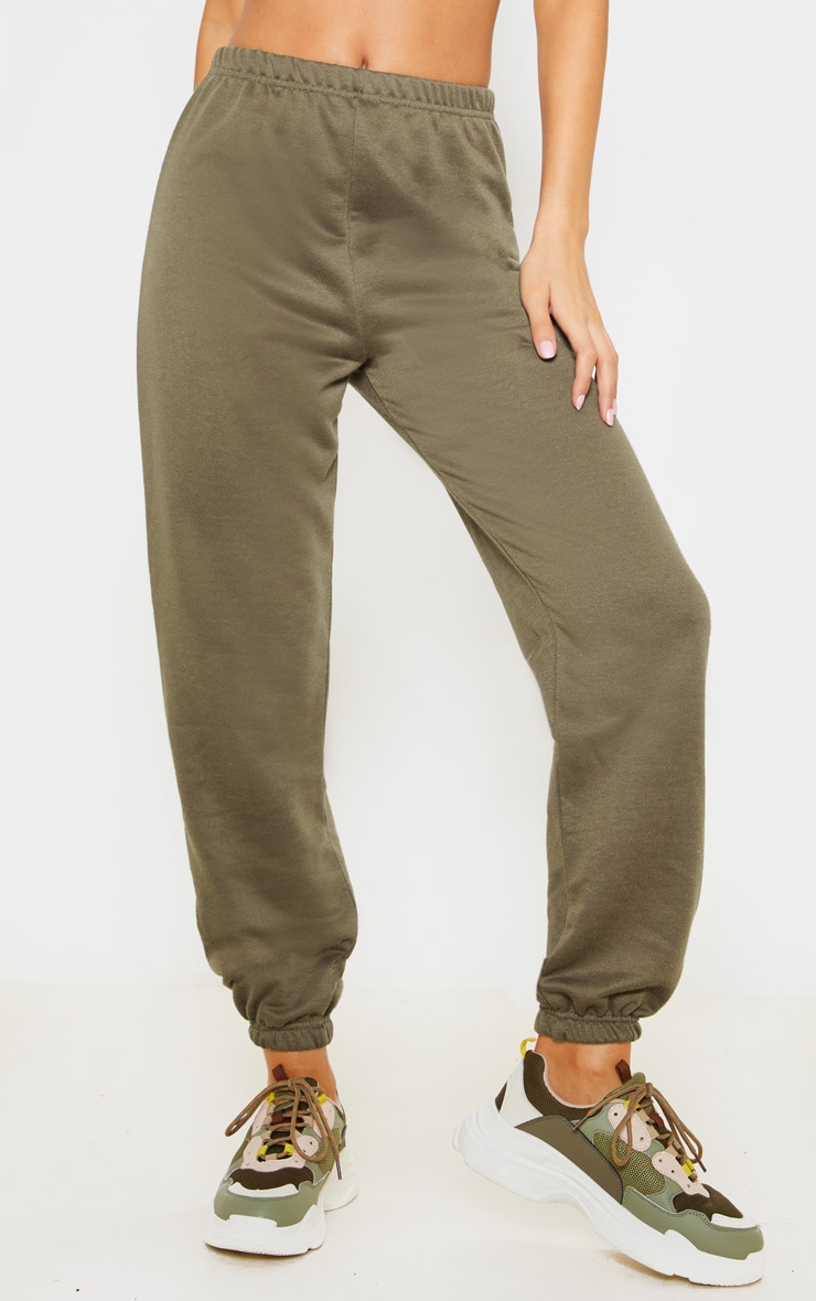 Khaki Basic Cuff Hem Jogger Trousers PrettyLittleThing IE