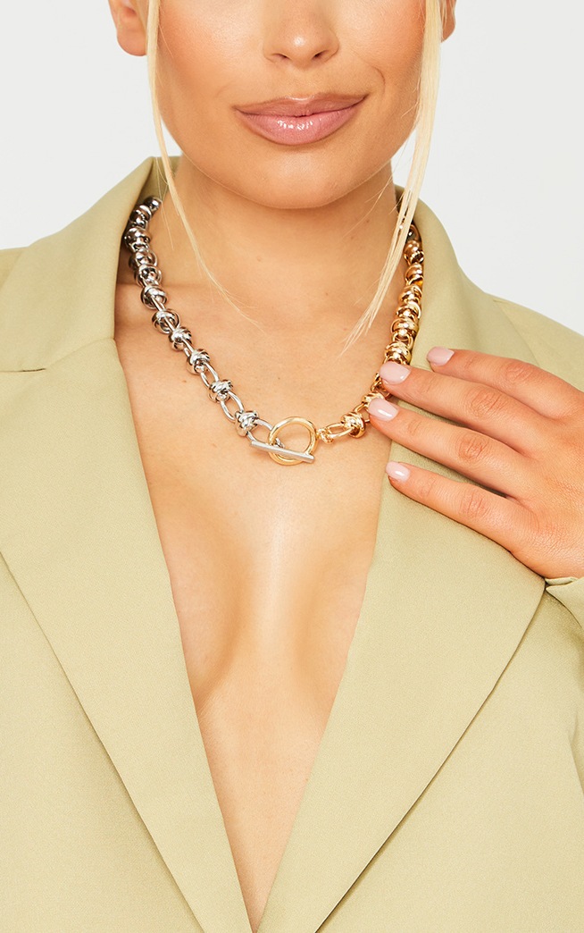 Gold With Silver Chain Necklace