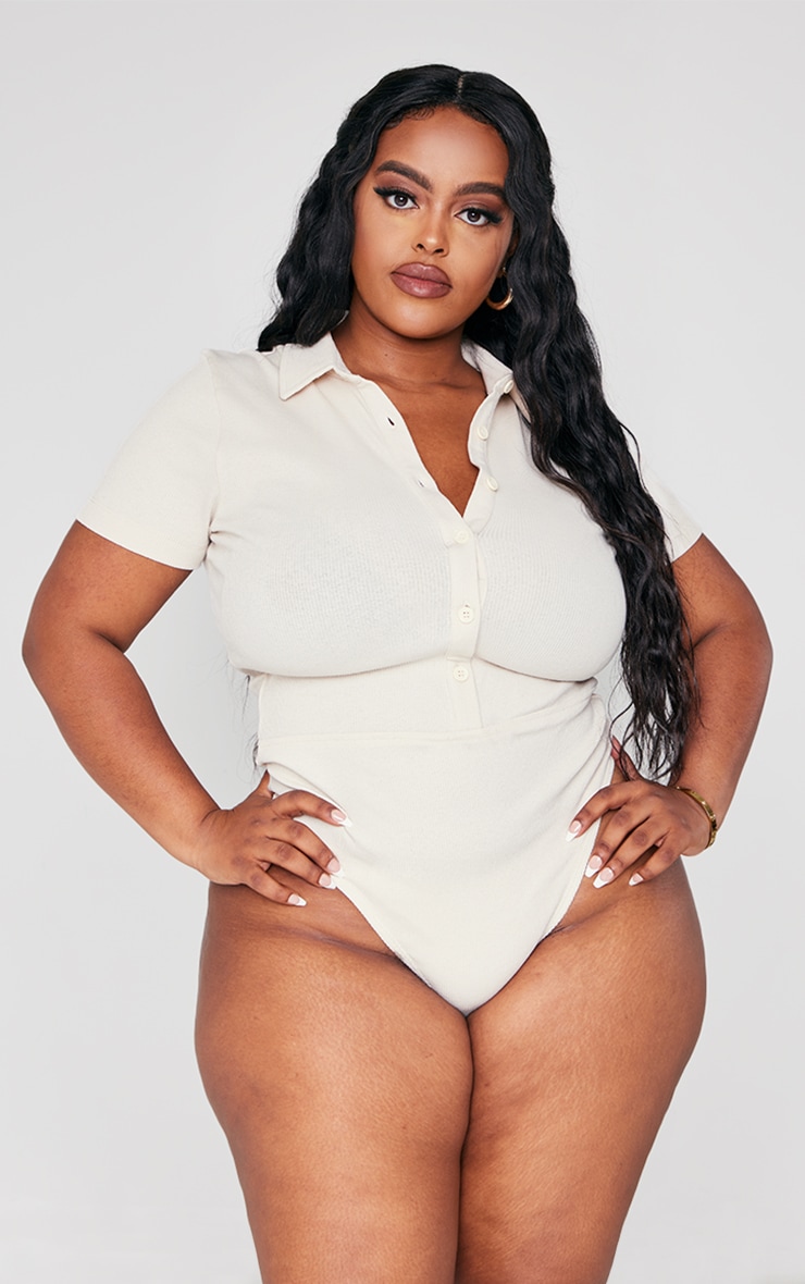 Plus Stone Rib Polo Bodysuit image 2