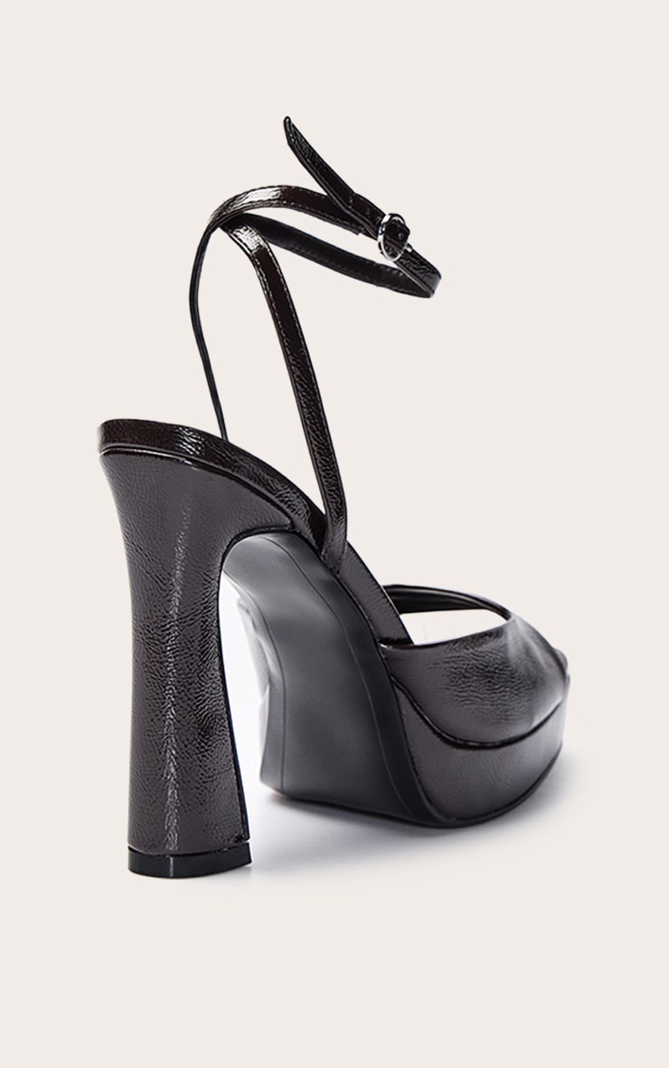 Chocolate Patent Crinkle Platform Heel image 4