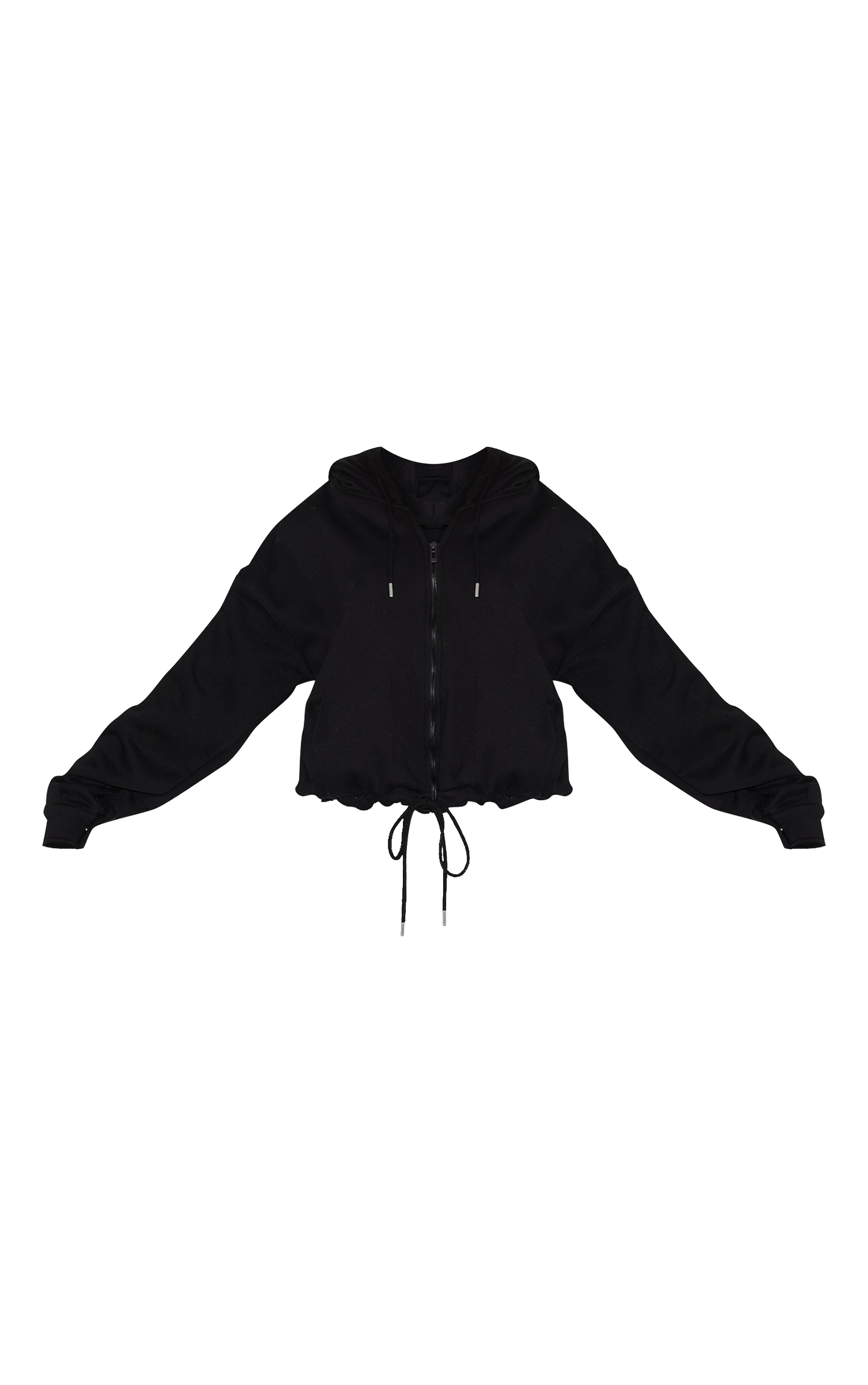 M★★ Black Oversized Zip Up Toggle Waist Hoodie | Athleisure