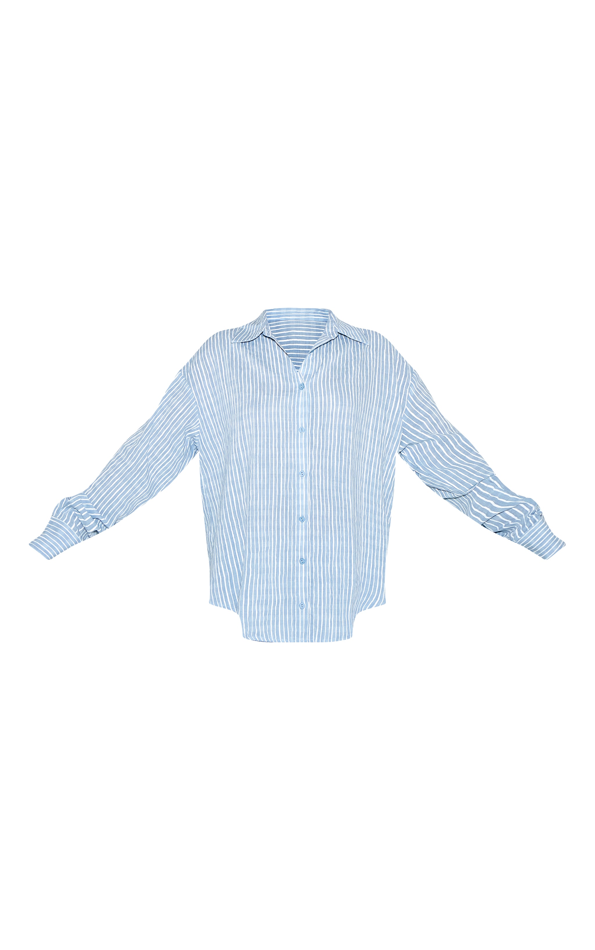 Blue Striped Linen Long Sleeve Shirt image 5