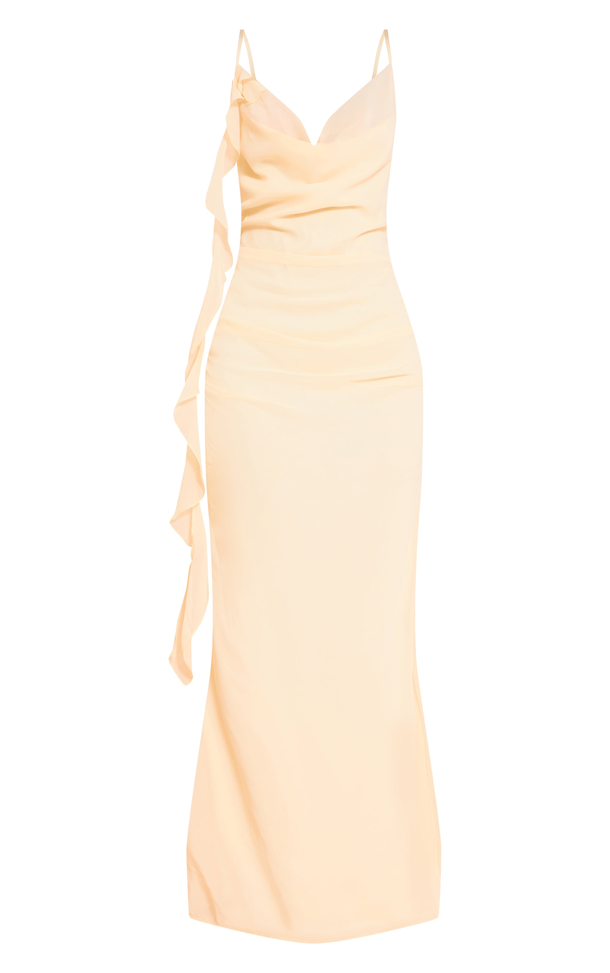 Lemon Chiffon Strappy Frill Detail Maxi Dress image 5