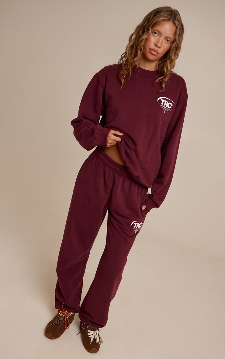 Burgundy Run Club Cotton Fleece Cuffed Sweatpants