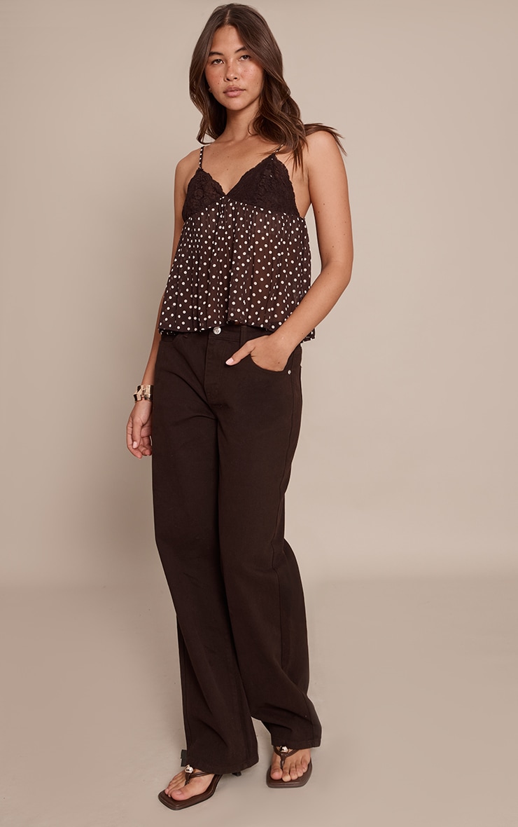 Chocolate Polka Dot Chiffon Cami image 3