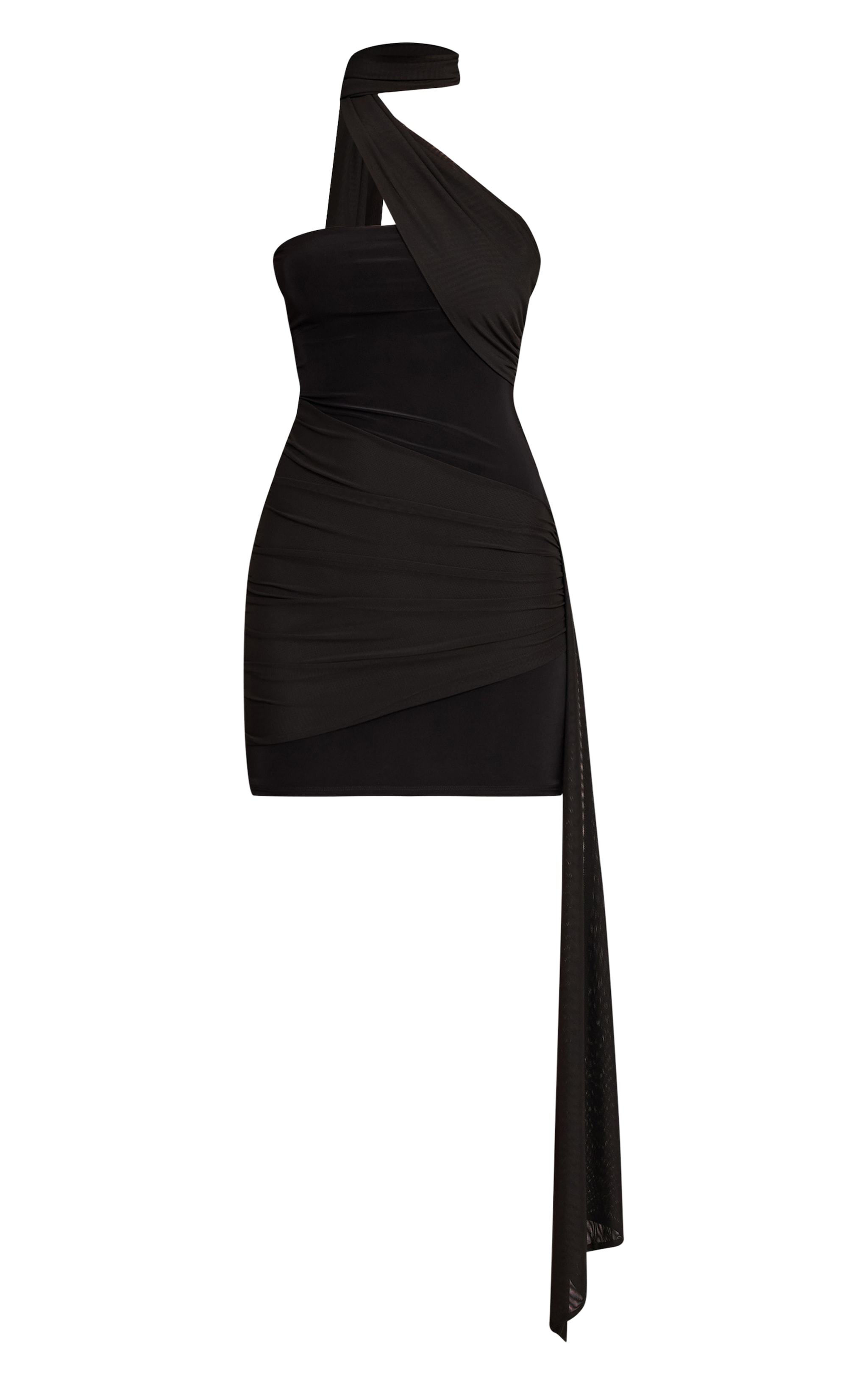 Black Slinky Wrap Scarf Mini Dress image 5