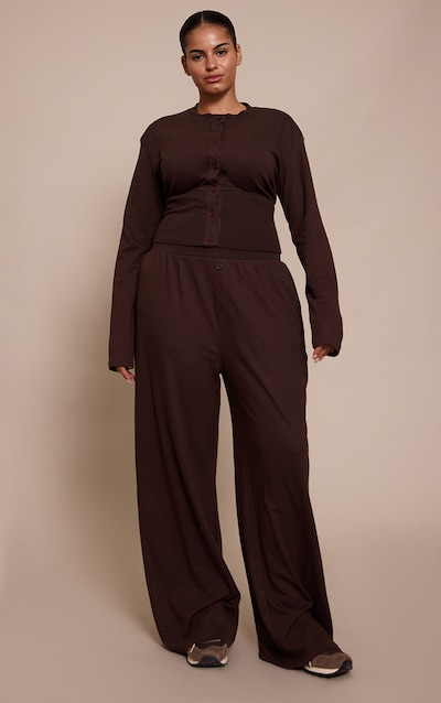 Plus Dark Brown Super Soft Wide Leg Pants