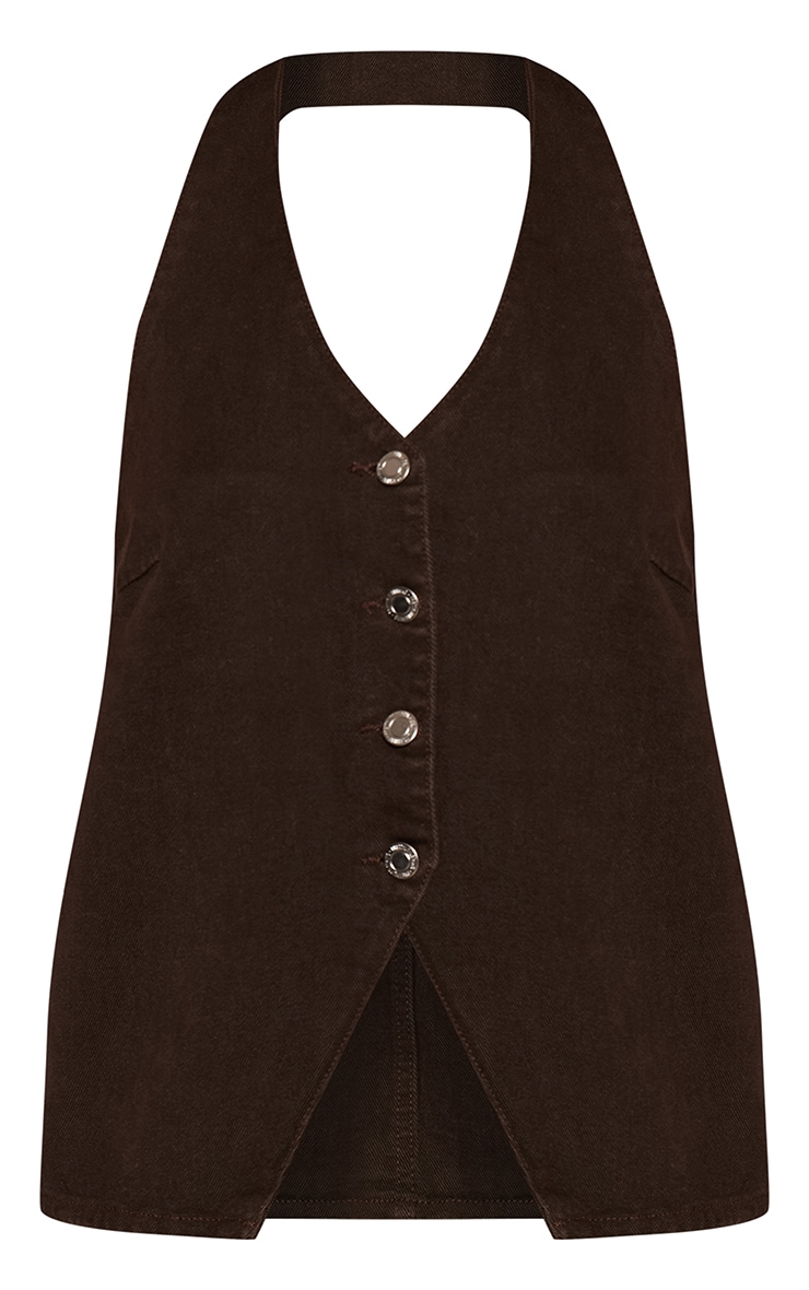 Veston en jean chocolat à dos nu image 5