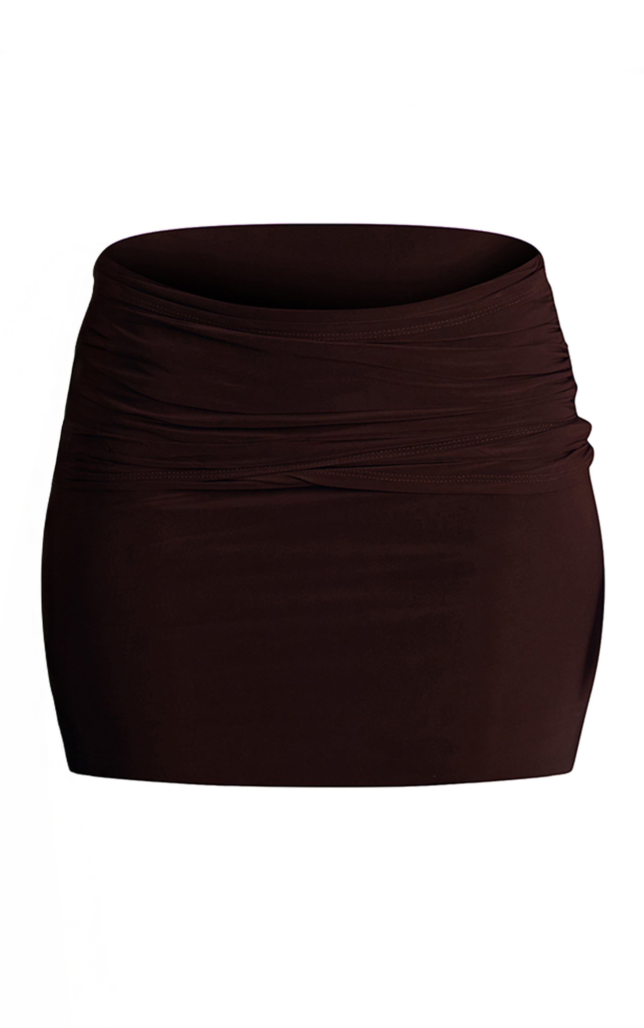 Dark Brown Double Slinky Wrap Mini Skirt image 6