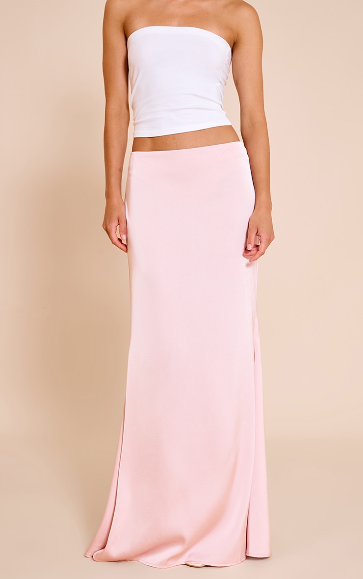 Pink Satin Floaty Maxi Skirt image 2
