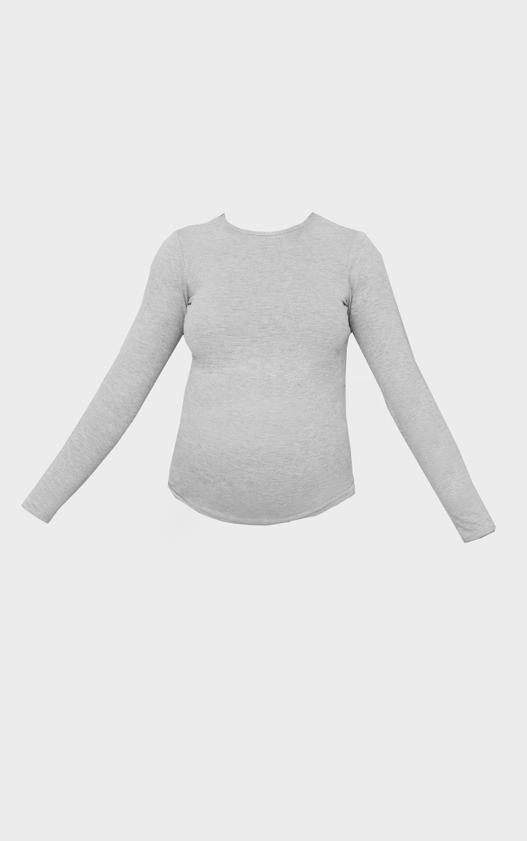 Maternity Grey Marl Basic Long Sleeve Fitted Top image 5