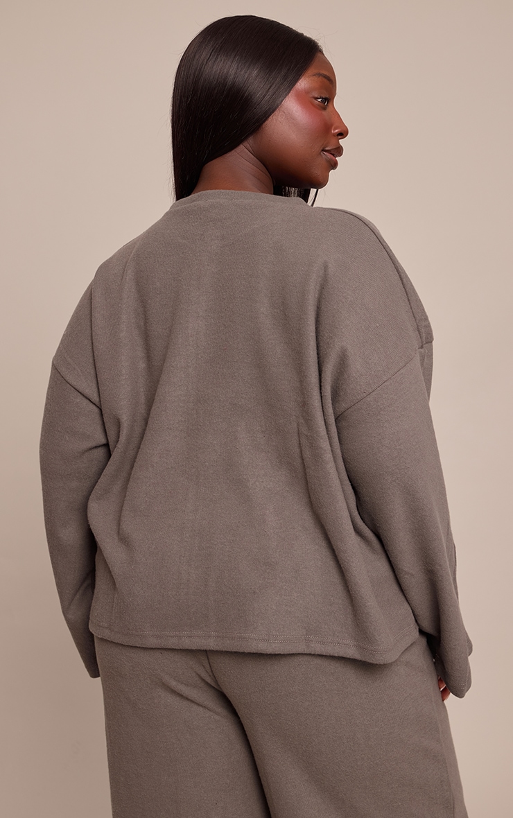 Plus Charcoal Soft Touch Zip Through Sweatshirt image 2