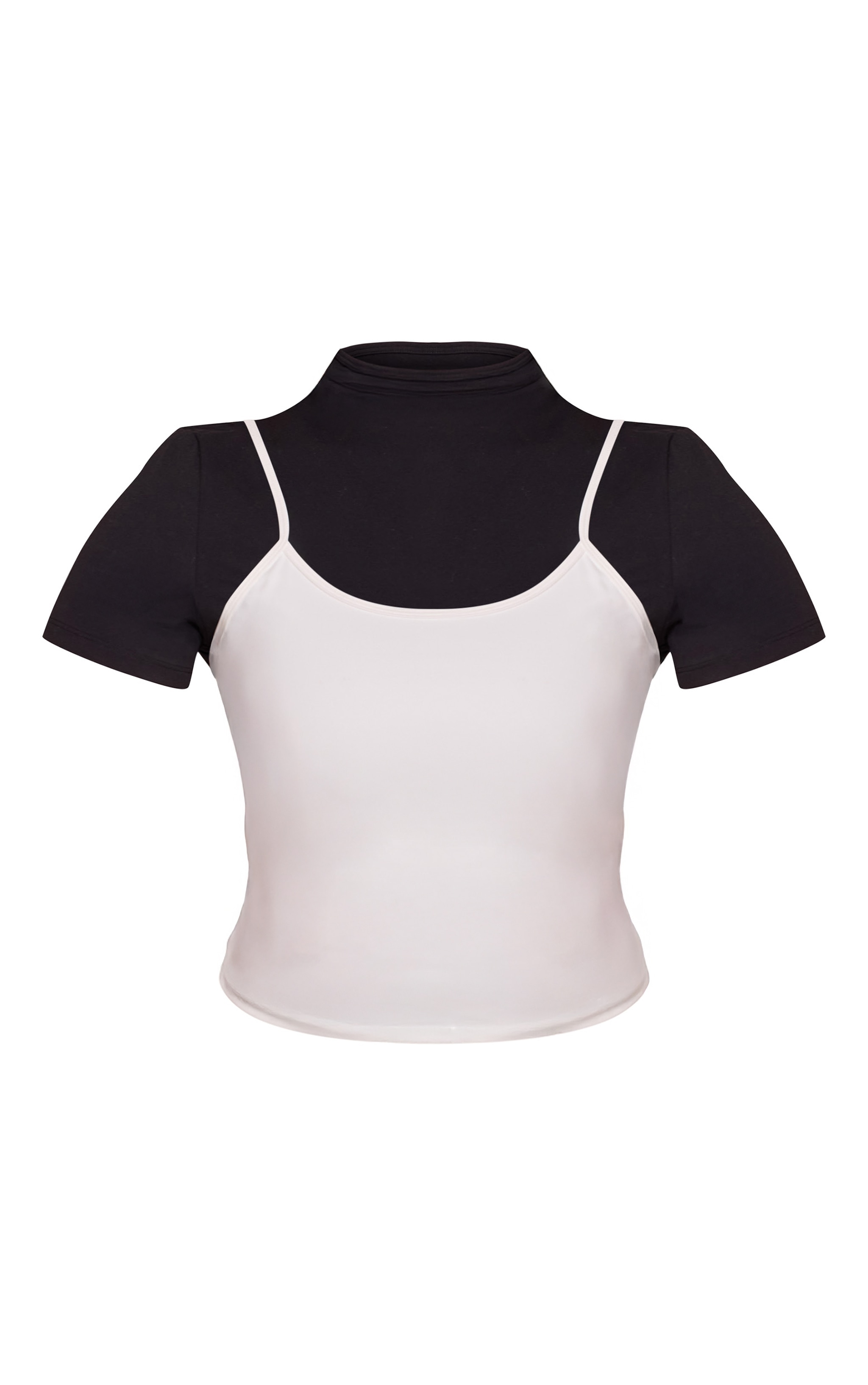 Shape Black Sculpt Contrast Cami Detail Short Sleeve Top image 5