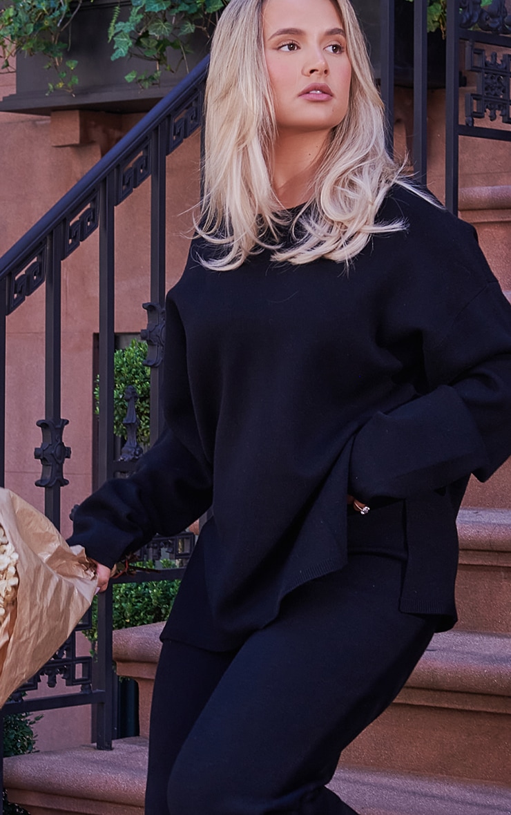 Black Crew Neck Knit Jumper image 4