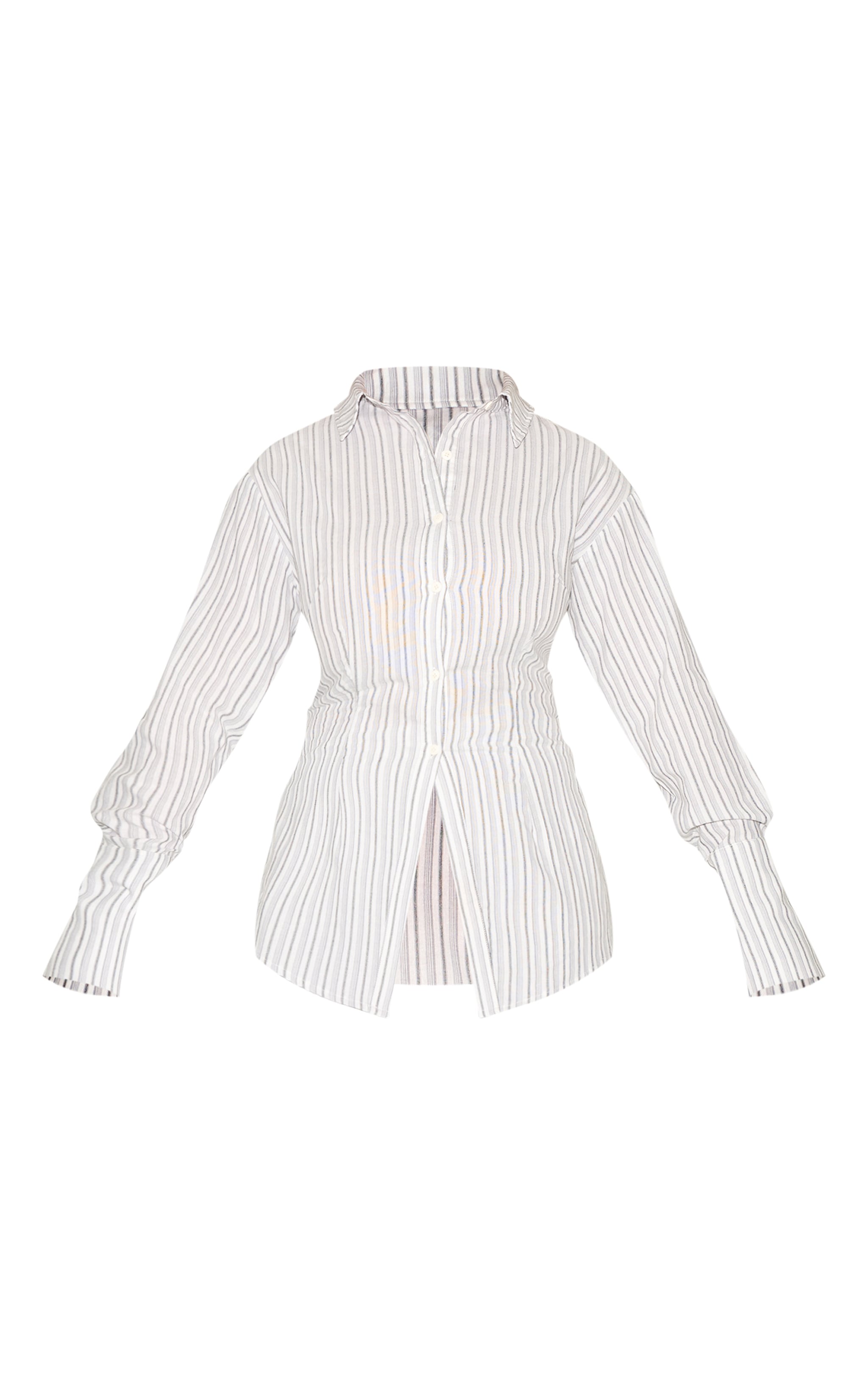 Shape Stone Striped Lace Up Cinched Back Button Front Shirt image 5