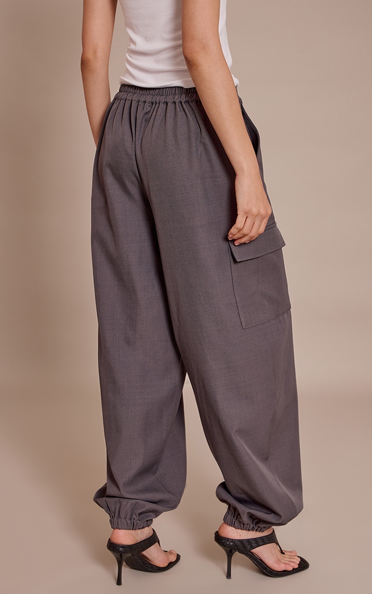 Charcoal Woven Elasticated Hem Cargos  image 3