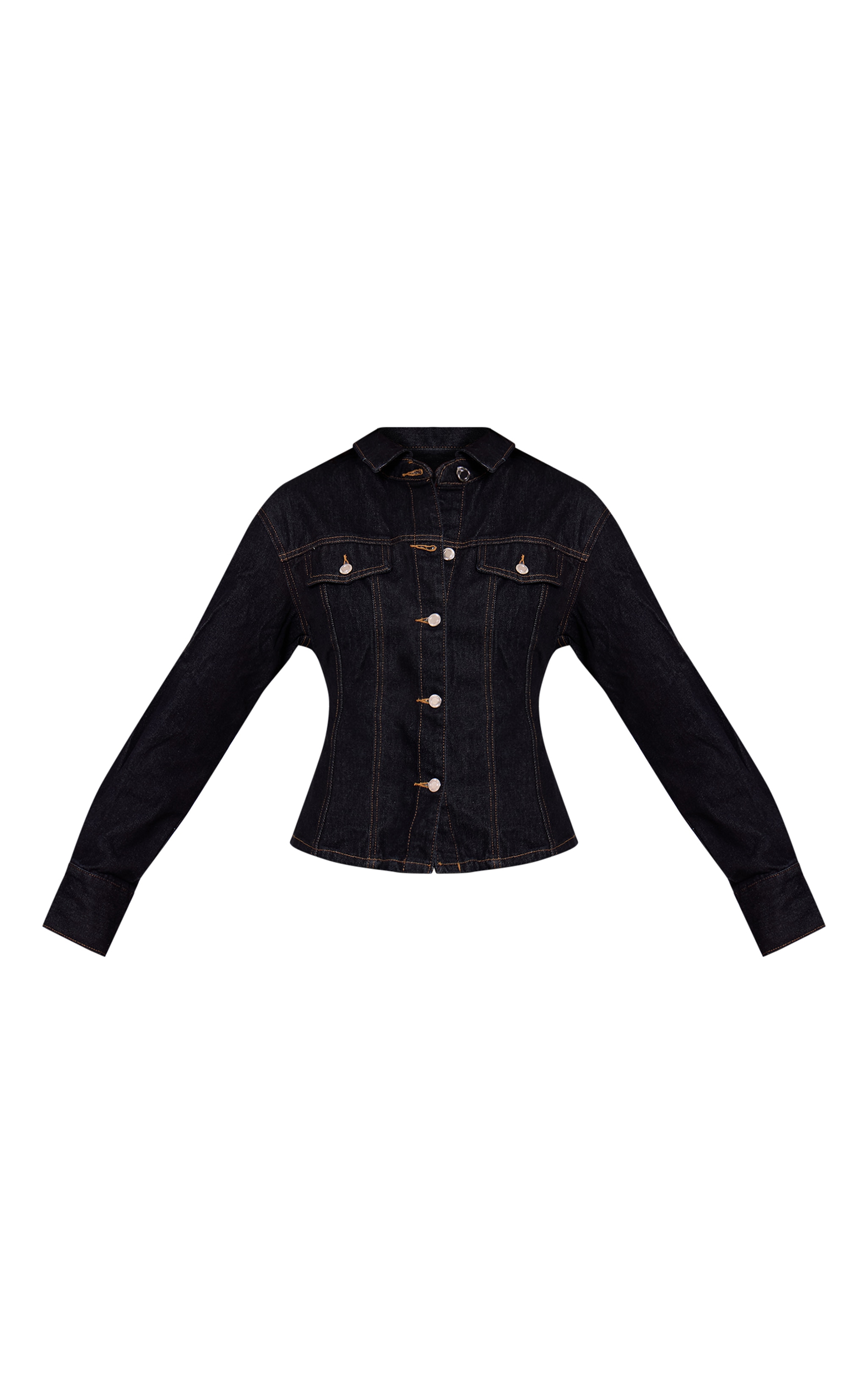 Raw Indigo Wash Long Sleeve Cinch Waist Denim Jacket image 5