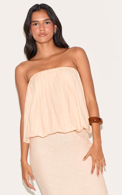 Top bustier long non coloré froncé