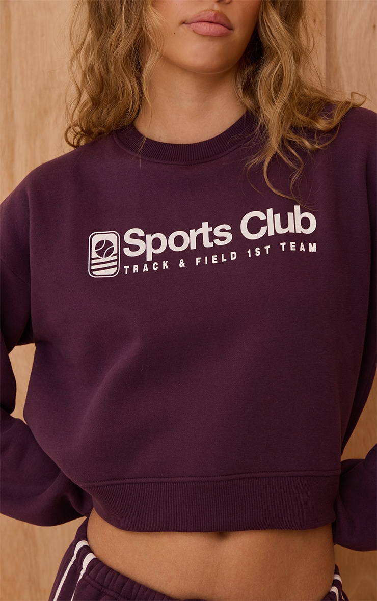 Sweat court prune imprimé "Sports Club" image 4