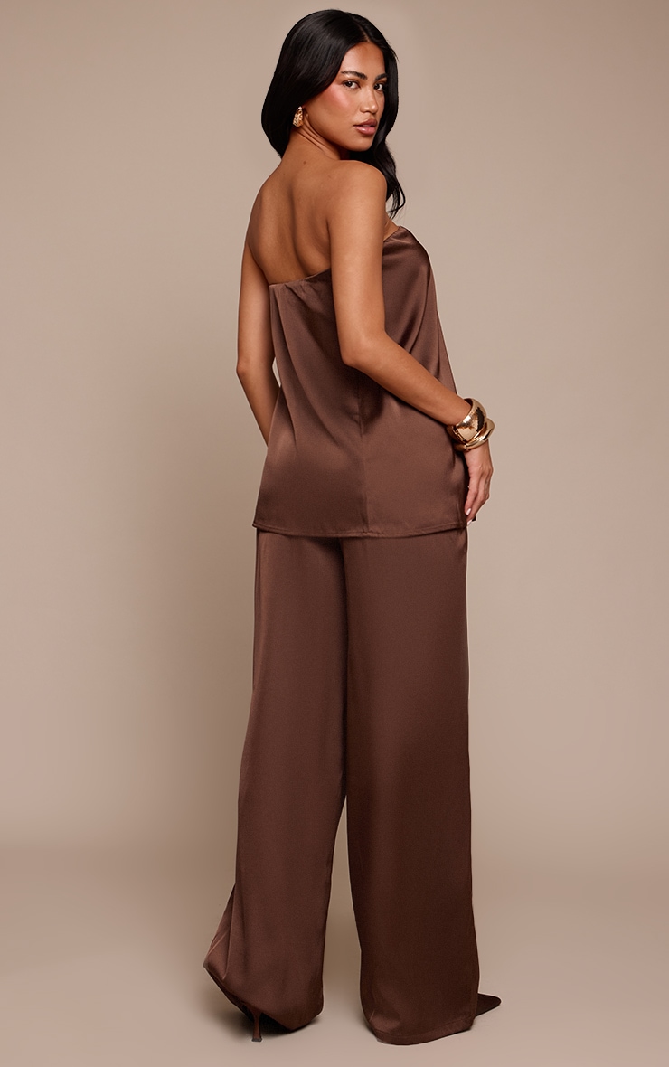 Chocolate Satin Wide Leg Pants image 3