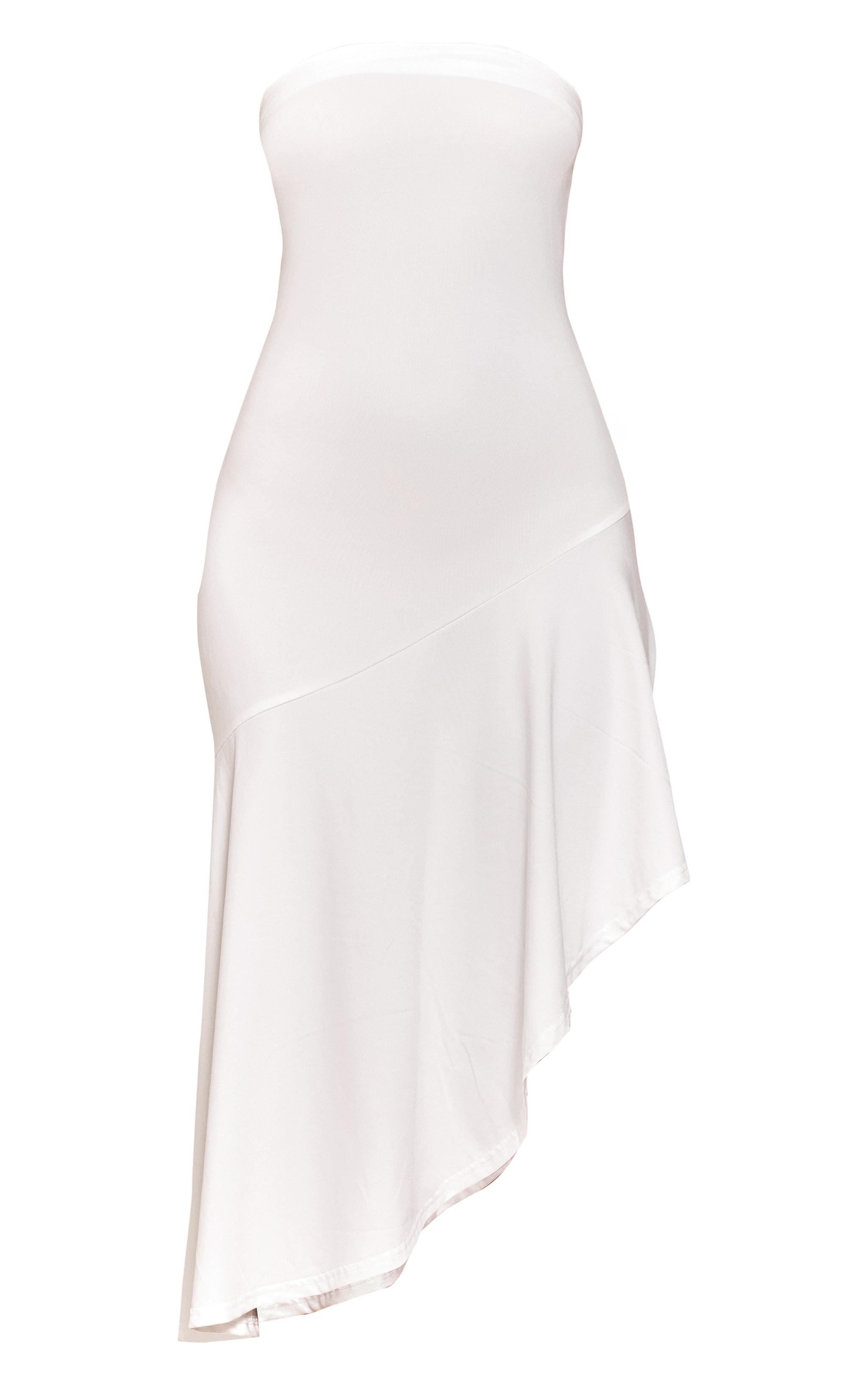 Robe bustier droite douce blanche à dos noué et ourlet asymétrique image 5